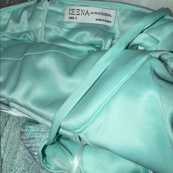 Mac Duggal 11274 Halter Neckline Asymmetrical Dress, Aqua Size: 8 100% Authentic - Picture 9 of 9